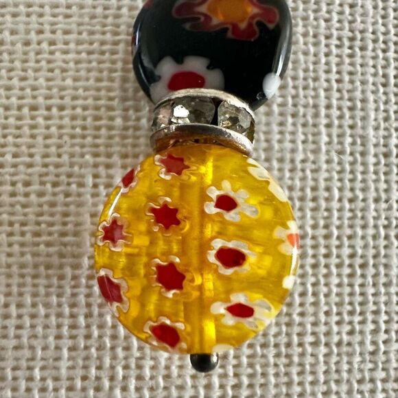 Millefiori Murano Glass  Multi-Colored Round Dangle Earrings - Picture 4 of 8